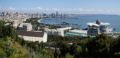 Panoramablick ber Baku und das Kaspische Meer