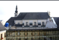 Linz09 - Projekt Hhenrausch - Blick ber das nach dem Brand abgetragende Dach des Ursulinenhofes auf die Karmeliterkirche